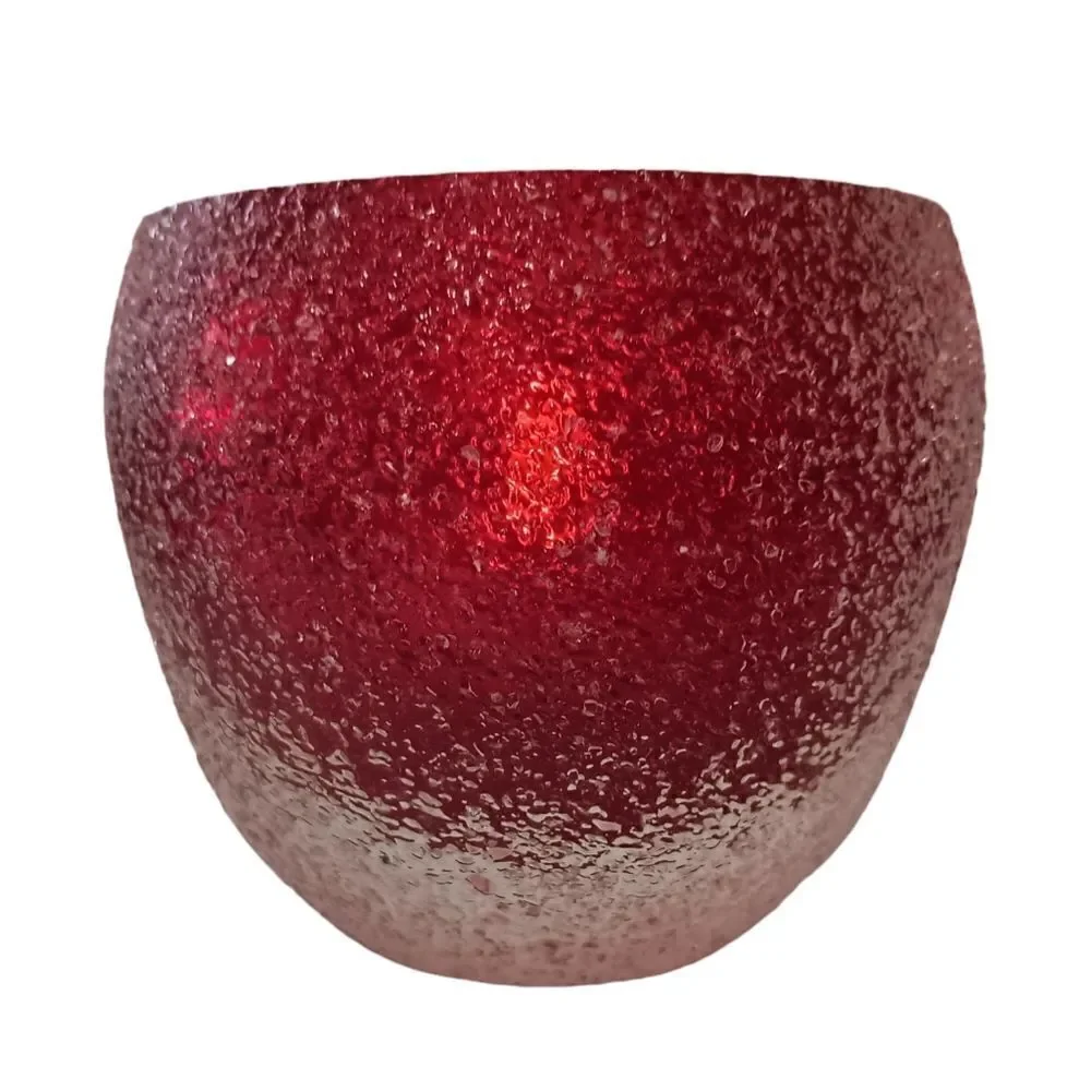 Fifth Ave Crystal‎ Candle Holder Geode Sugar Textured Red Tealight Votive GOTH.